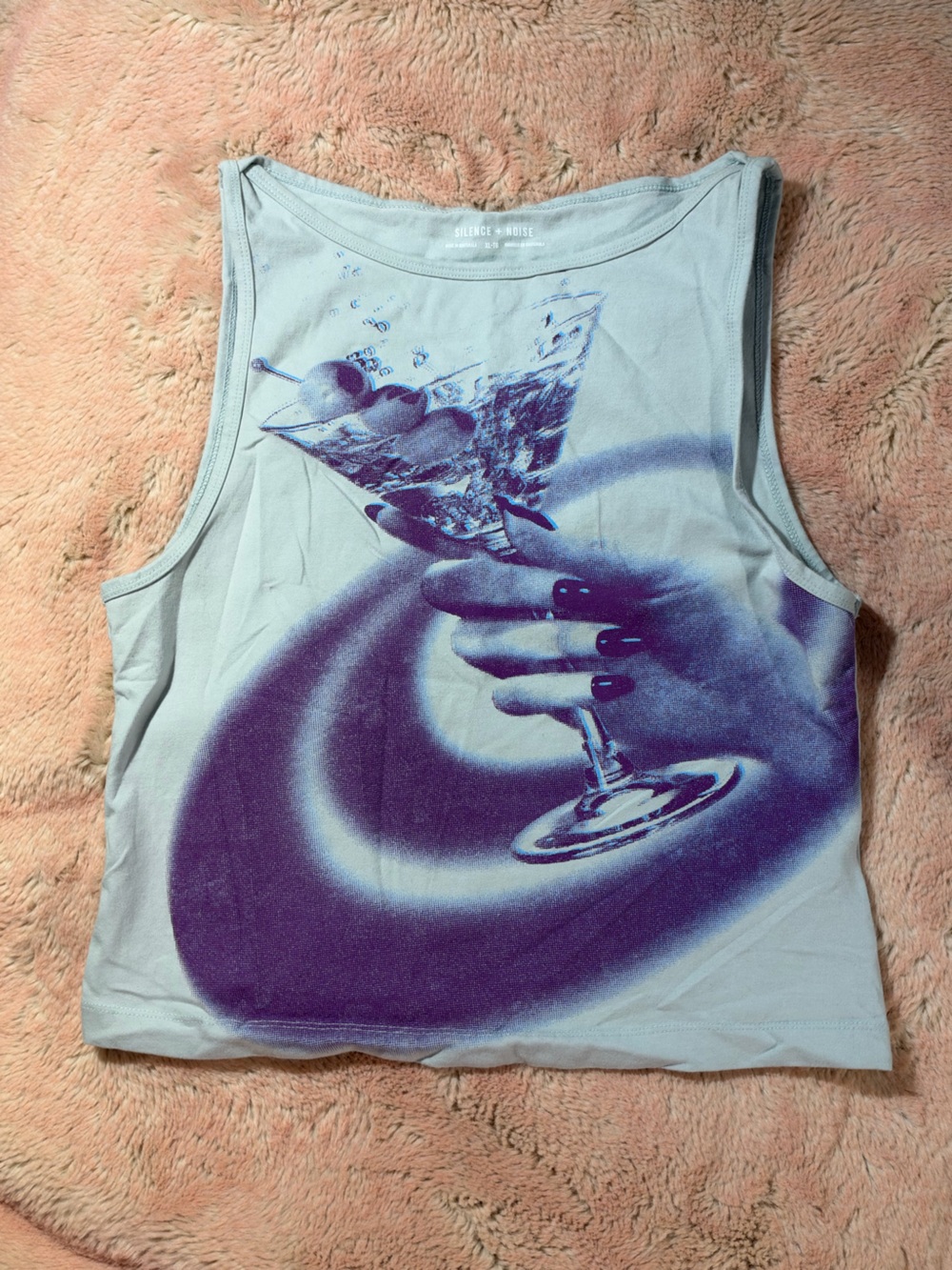 silence + noise Light Blue Graphic Cocktail Tank Top